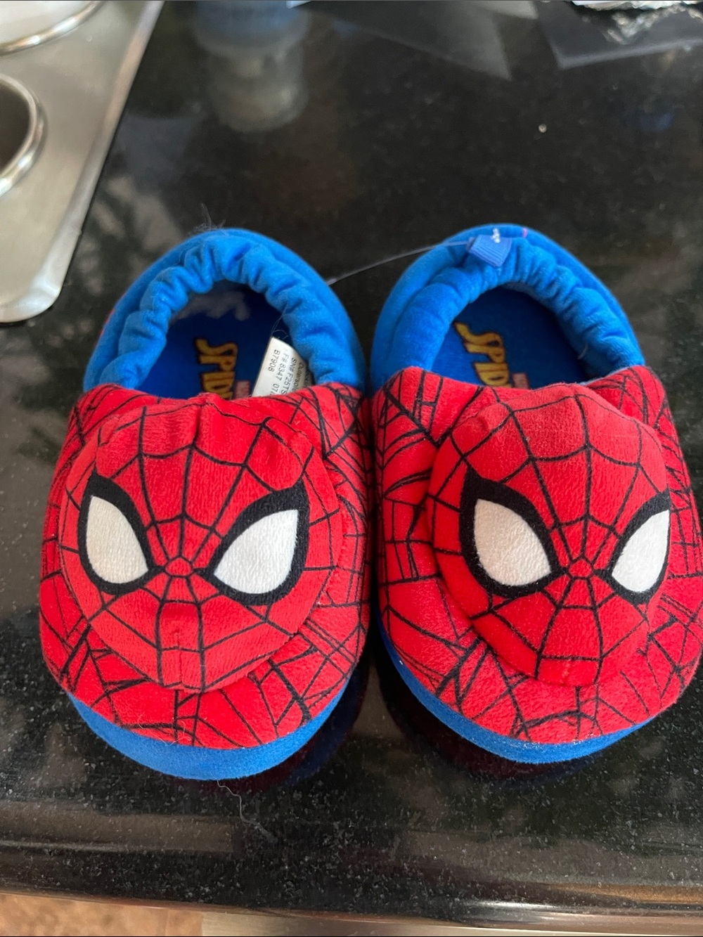 Spiderman Red and Blue Kids Plush Slip-Ons